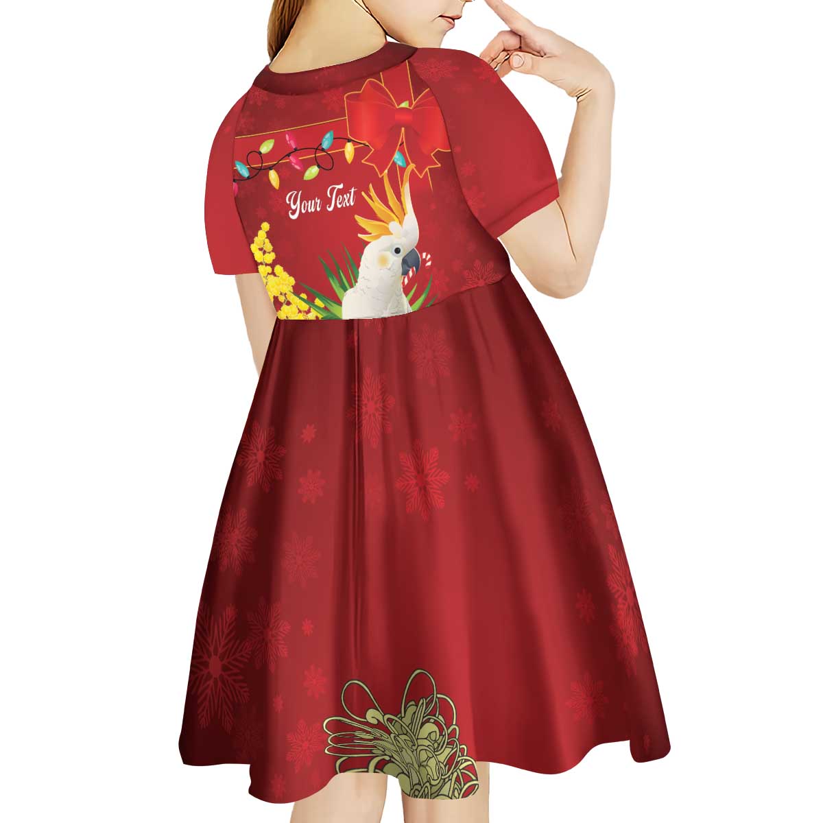 Personalised Australia Sulphur-crested Cockatoo Christmas Kid Short Sleeve Dress Aussie Native Flowers Merry Xmas - Aussie Hoodie