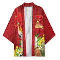 Personalised Australia Sulphur-crested Cockatoo Christmas Kimono Aussie Native Flowers Merry Xmas - Aussie Hoodie