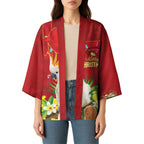 Personalised Australia Sulphur-crested Cockatoo Christmas Kimono Aussie Native Flowers Merry Xmas - Aussie Hoodie