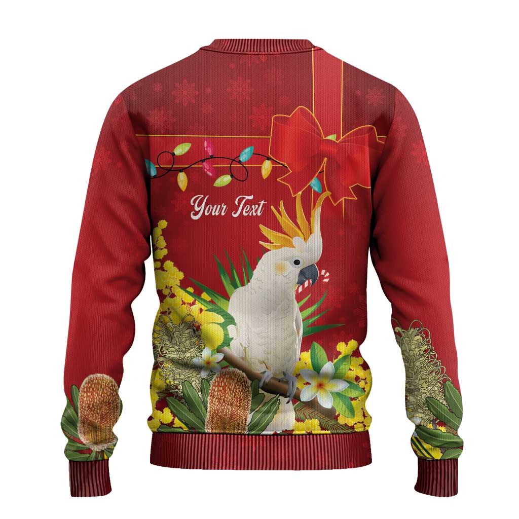 Personalised Australia Sulphur-crested Cockatoo Christmas Ugly Christmas Sweater Aussie Native Flowers Merry Xmas - Aussie Hoodie