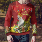 Personalised Australia Sulphur-crested Cockatoo Christmas Ugly Christmas Sweater Aussie Native Flowers Merry Xmas - Aussie Hoodie