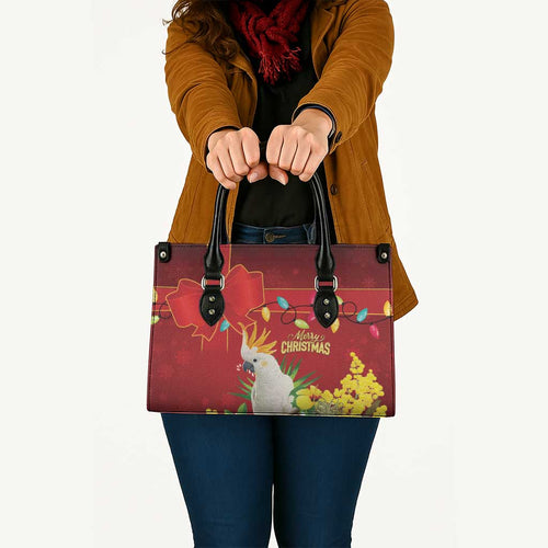 Australia Sulphur-crested Cockatoo Christmas Leather Bag Aussie Native Flowers Merry Xmas - Aussie Hoodie