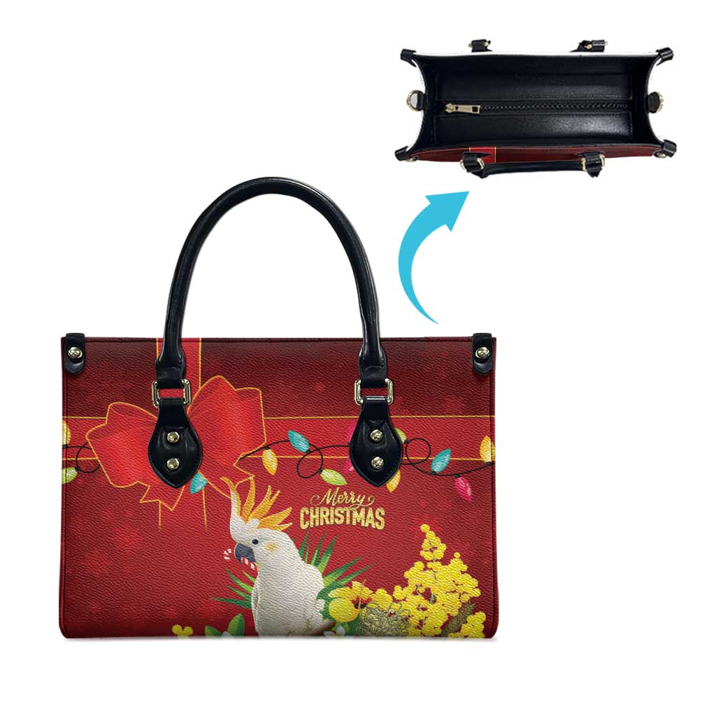 Australia Sulphur-crested Cockatoo Christmas Leather Bag Aussie Native Flowers Merry Xmas - Aussie Hoodie