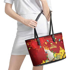 Australia Sulphur-crested Cockatoo Christmas Leather Tote Bag Aussie Native Flowers Merry Xmas - Aussie Hoodie