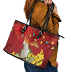 Australia Sulphur-crested Cockatoo Christmas Leather Tote Bag Aussie Native Flowers Merry Xmas - Aussie Hoodie