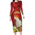 Personalised Australia Sulphur-crested Cockatoo Christmas Long Sleeve Bodycon Dress Aussie Native Flowers Merry Xmas - Aussie Hoodie