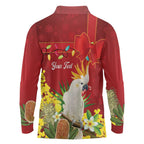 Personalised Australia Sulphur-crested Cockatoo Christmas Long Sleeve Polo Shirt Aussie Native Flowers Merry Xmas - Aussie Hoodie