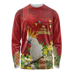 Personalised Australia Sulphur-crested Cockatoo Christmas Long Sleeve Shirt Aussie Native Flowers Merry Xmas - Aussie Hoodie