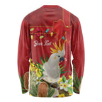Personalised Australia Sulphur-crested Cockatoo Christmas Long Sleeve Shirt Aussie Native Flowers Merry Xmas - Aussie Hoodie