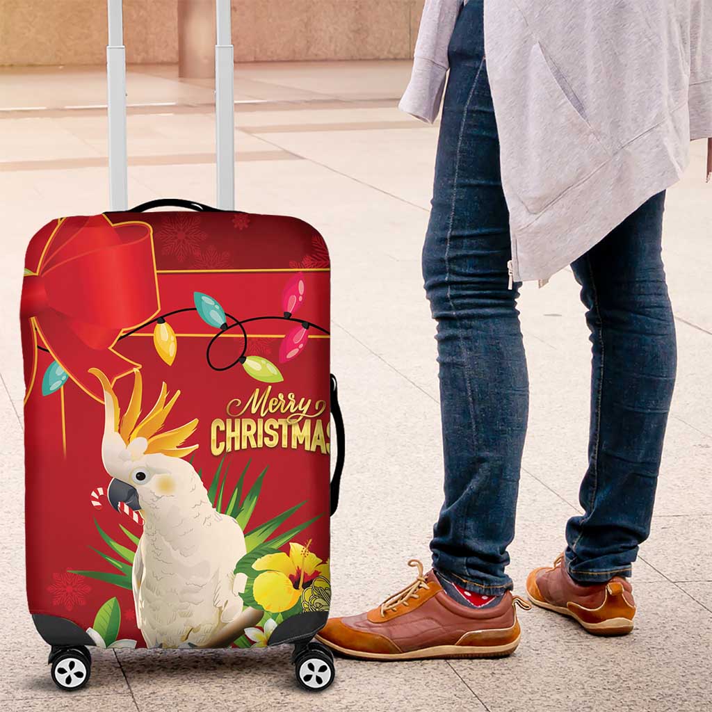 Australia Sulphur-crested Cockatoo Christmas Luggage Cover Aussie Native Flowers Merry Xmas - Aussie Hoodie
