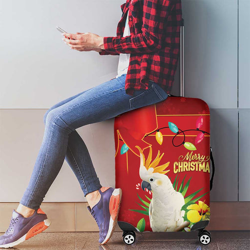 Australia Sulphur-crested Cockatoo Christmas Luggage Cover Aussie Native Flowers Merry Xmas - Aussie Hoodie