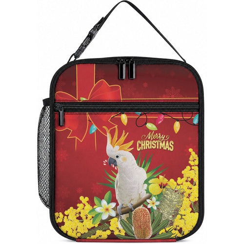 Australia Sulphur-crested Cockatoo Christmas Lunch Bag Aussie Native Flowers Merry Xmas