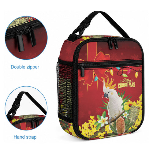 Australia Sulphur-crested Cockatoo Christmas Lunch Bag Aussie Native Flowers Merry Xmas