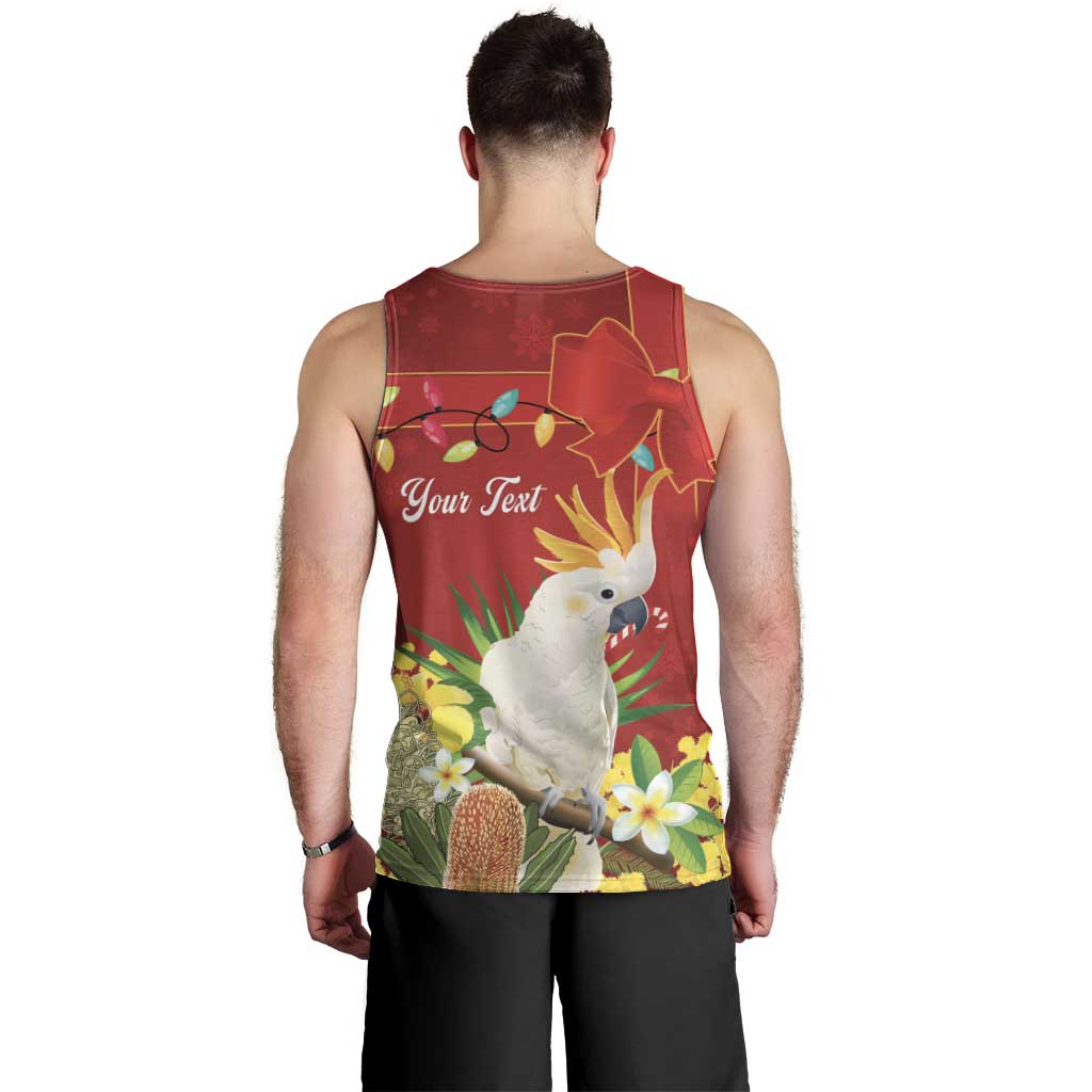 Personalised Australia Sulphur-crested Cockatoo Christmas Men Tank Top Aussie Native Flowers Merry Xmas - Aussie Hoodie