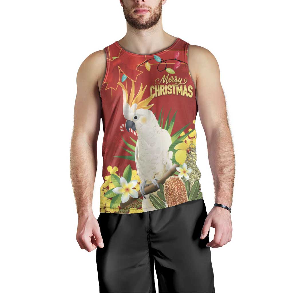 Personalised Australia Sulphur-crested Cockatoo Christmas Men Tank Top Aussie Native Flowers Merry Xmas - Aussie Hoodie