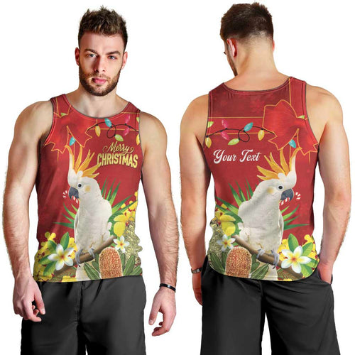 Personalised Australia Sulphur-crested Cockatoo Christmas Men Tank Top Aussie Native Flowers Merry Xmas - Aussie Hoodie