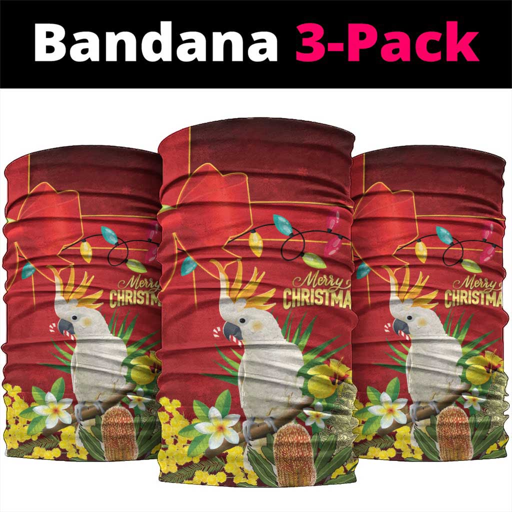 Australia Sulphur-crested Cockatoo Christmas Neck Gaiter Aussie Native Flowers Merry Xmas - Aussie Hoodie