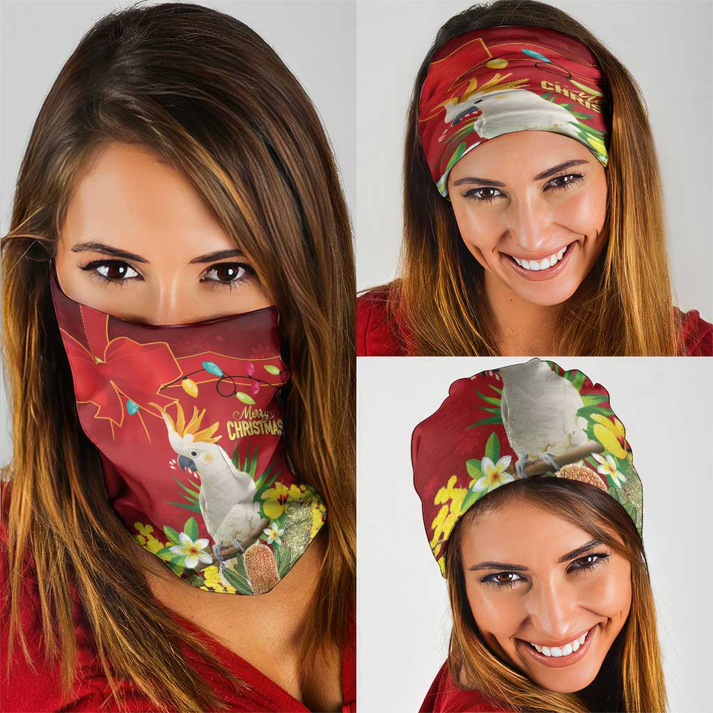 Australia Sulphur-crested Cockatoo Christmas Neck Gaiter Aussie Native Flowers Merry Xmas - Aussie Hoodie