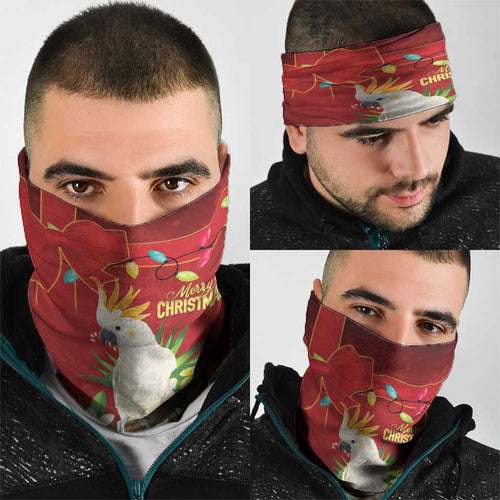 Australia Sulphur-crested Cockatoo Christmas Neck Gaiter Aussie Native Flowers Merry Xmas - Aussie Hoodie