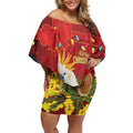 Personalised Australia Sulphur-crested Cockatoo Christmas Off Shoulder Short Dress Aussie Native Flowers Merry Xmas - Aussie Hoodie