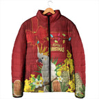 Personalised Australia Sulphur-crested Cockatoo Christmas Padded Jacket Aussie Native Flowers Merry Xmas - Aussie Hoodie