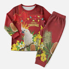 Personalised Australia Sulphur-crested Cockatoo Christmas Pajama Set Aussie Native Flowers Merry Xmas - Aussie Hoodie