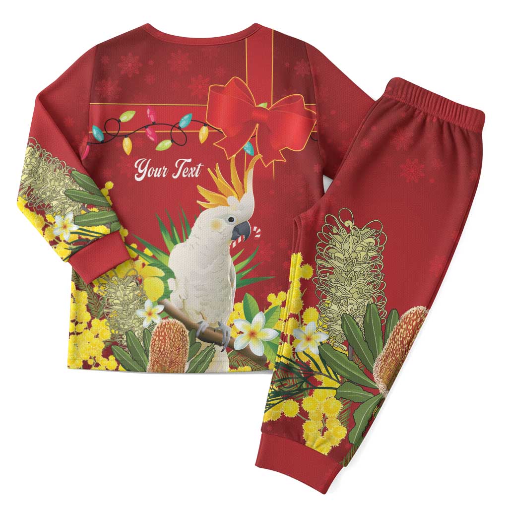 Personalised Australia Sulphur-crested Cockatoo Christmas Pajama Set Aussie Native Flowers Merry Xmas - Aussie Hoodie