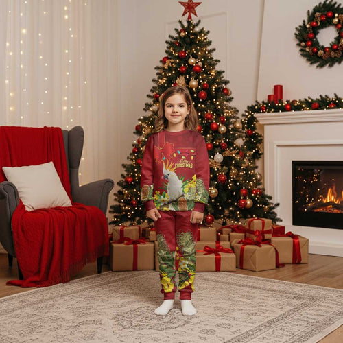 Personalised Australia Sulphur-crested Cockatoo Christmas Pajama Set Aussie Native Flowers Merry Xmas - Aussie Hoodie