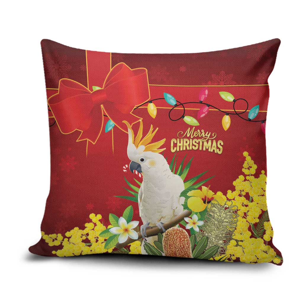 Australia Sulphur-crested Cockatoo Christmas Pillow Cover Aussie Native Flowers Merry Xmas - Aussie Hoodie