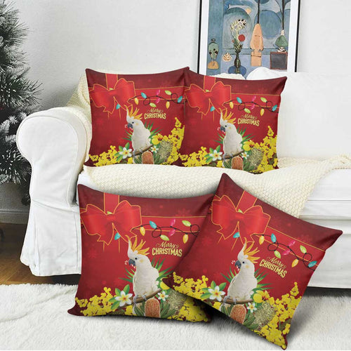 Australia Sulphur-crested Cockatoo Christmas Pillow Cover Aussie Native Flowers Merry Xmas - Aussie Hoodie
