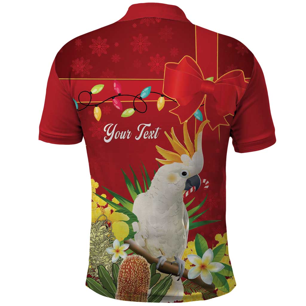Personalised Australia Sulphur-crested Cockatoo Christmas Polo Shirt Aussie Native Flowers Merry Xmas - Aussie Hoodie