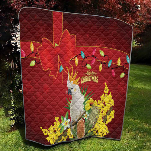 Australia Sulphur-crested Cockatoo Christmas Quilt Aussie Native Flowers Merry Xmas - Aussie Hoodie