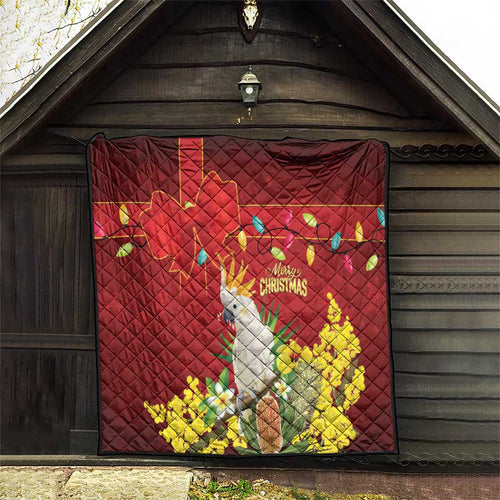 Australia Sulphur-crested Cockatoo Christmas Quilt Aussie Native Flowers Merry Xmas - Aussie Hoodie