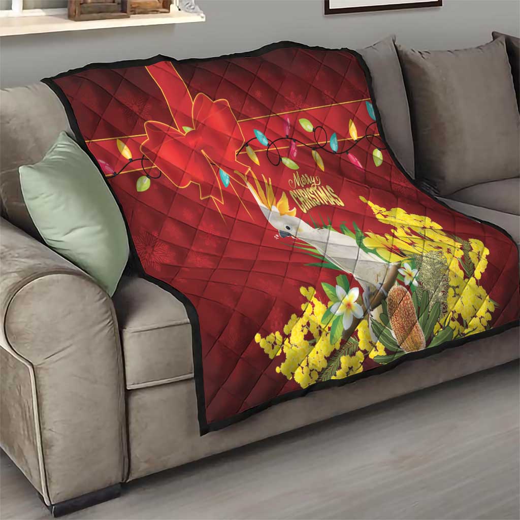 Australia Sulphur-crested Cockatoo Christmas Quilt Aussie Native Flowers Merry Xmas - Aussie Hoodie