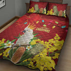 Australia Sulphur-crested Cockatoo Christmas Quilt Bed Set Aussie Native Flowers Merry Xmas - Aussie Hoodie