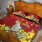 Australia Sulphur-crested Cockatoo Christmas Quilt Bed Set Aussie Native Flowers Merry Xmas - Aussie Hoodie