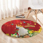 Australia Sulphur-crested Cockatoo Christmas Round Carpet Aussie Native Flowers Merry Xmas - Aussie Hoodie