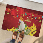 Australia Sulphur-crested Cockatoo Christmas Rubber Doormat Aussie Native Flowers Merry Xmas - Aussie Hoodie