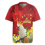 Personalised Australia Sulphur-crested Cockatoo Christmas Rugby Jersey Aussie Native Flowers Merry Xmas - Aussie Hoodie