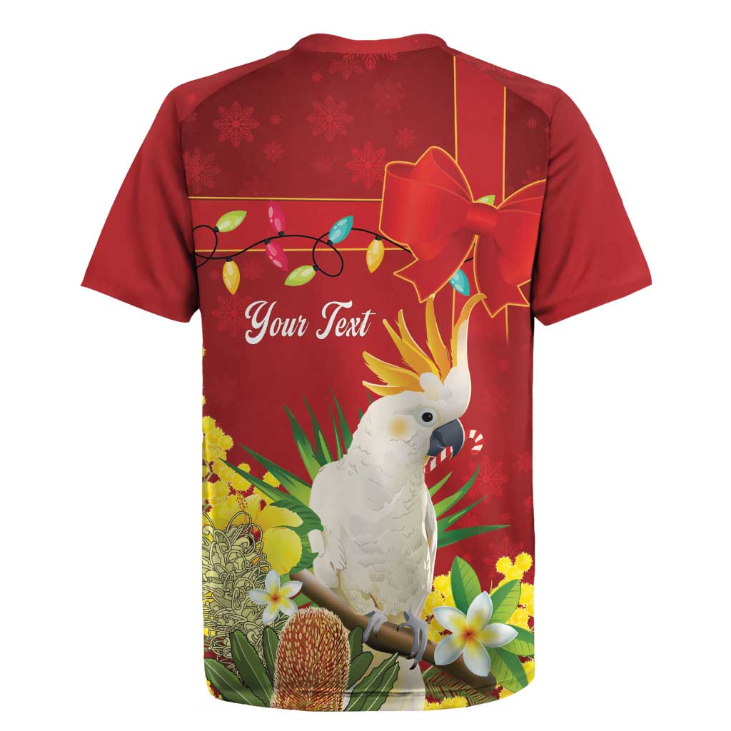 Personalised Australia Sulphur-crested Cockatoo Christmas Rugby Jersey Aussie Native Flowers Merry Xmas - Aussie Hoodie