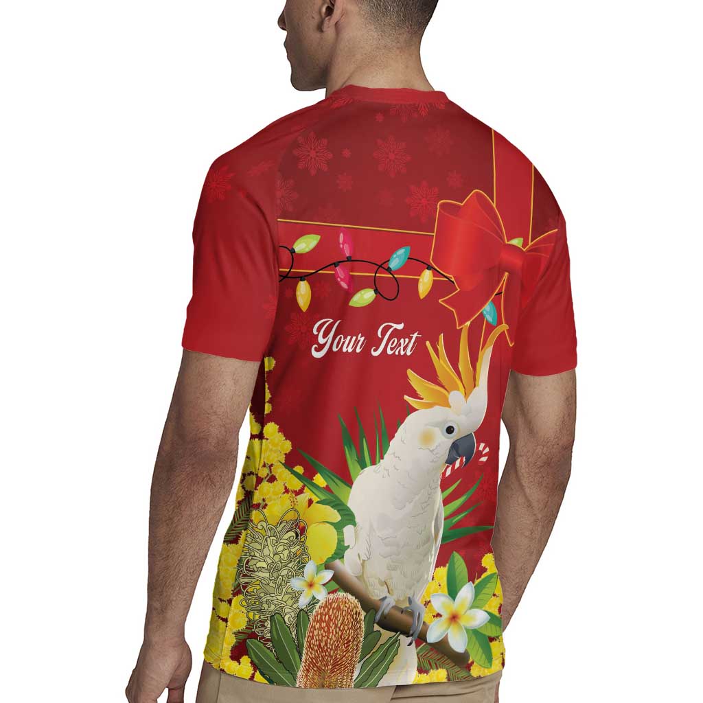 Personalised Australia Sulphur-crested Cockatoo Christmas Rugby Jersey Aussie Native Flowers Merry Xmas - Aussie Hoodie