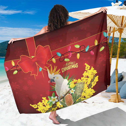 Australia Sulphur-crested Cockatoo Christmas Sarong Aussie Native Flowers Merry Xmas - Aussie Hoodie