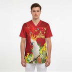 Personalised Australia Sulphur-crested Cockatoo Christmas Scrub Top Aussie Native Flowers Merry Xmas - Aussie Hoodie