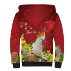 Personalised Australia Sulphur-crested Cockatoo Christmas Sherpa Hoodie Aussie Native Flowers Merry Xmas - Aussie Hoodie