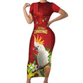 Personalised Australia Sulphur-crested Cockatoo Christmas Short Sleeve Bodycon Dress Aussie Native Flowers Merry Xmas - Aussie Hoodie