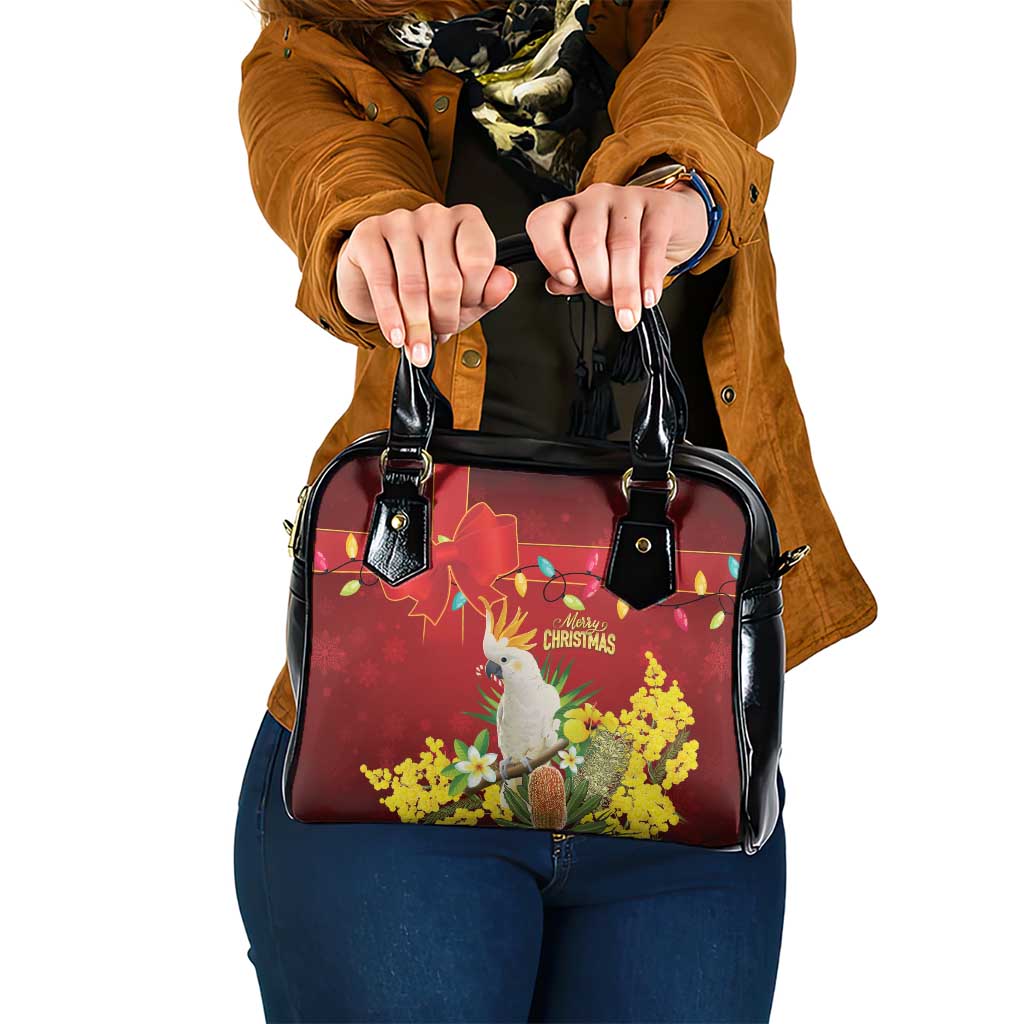Australia Sulphur-crested Cockatoo Christmas Shoulder Handbag Aussie Native Flowers Merry Xmas - Aussie Hoodie