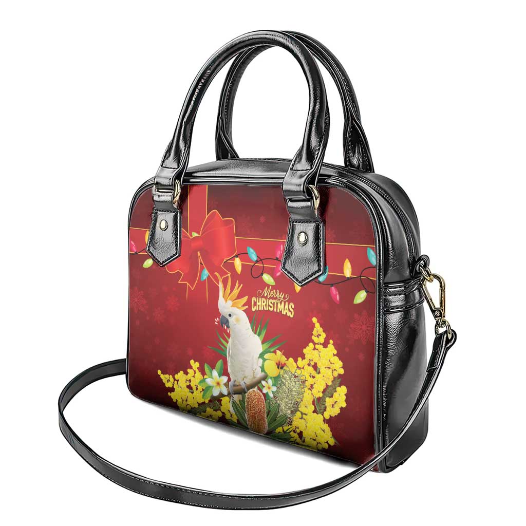 Australia Sulphur-crested Cockatoo Christmas Shoulder Handbag Aussie Native Flowers Merry Xmas - Aussie Hoodie