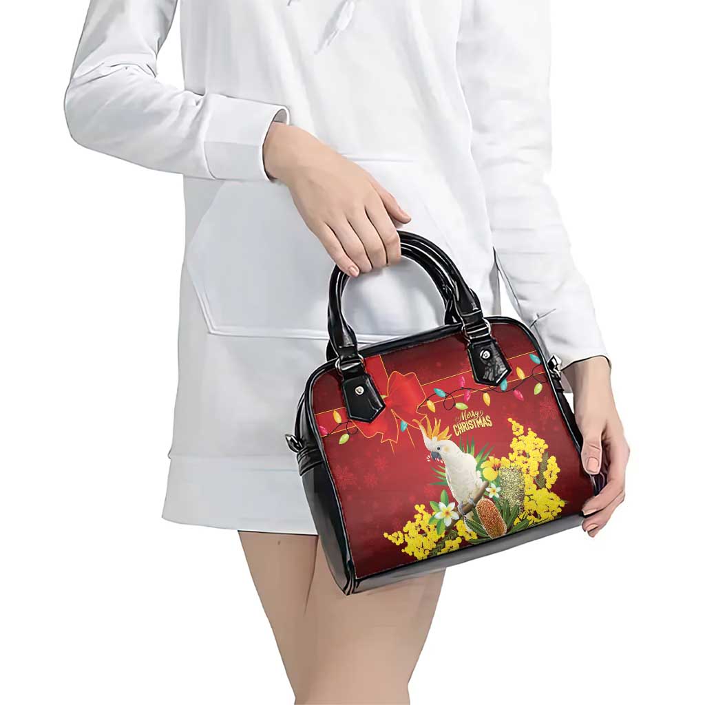 Australia Sulphur-crested Cockatoo Christmas Shoulder Handbag Aussie Native Flowers Merry Xmas - Aussie Hoodie