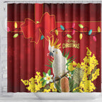 Australia Sulphur-crested Cockatoo Christmas Shower Curtain Aussie Native Flowers Merry Xmas - Aussie Hoodie