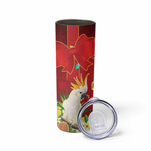 Australia Sulphur-crested Cockatoo Christmas Skinny Tumbler Aussie Native Flowers Merry Xmas - Aussie Hoodie